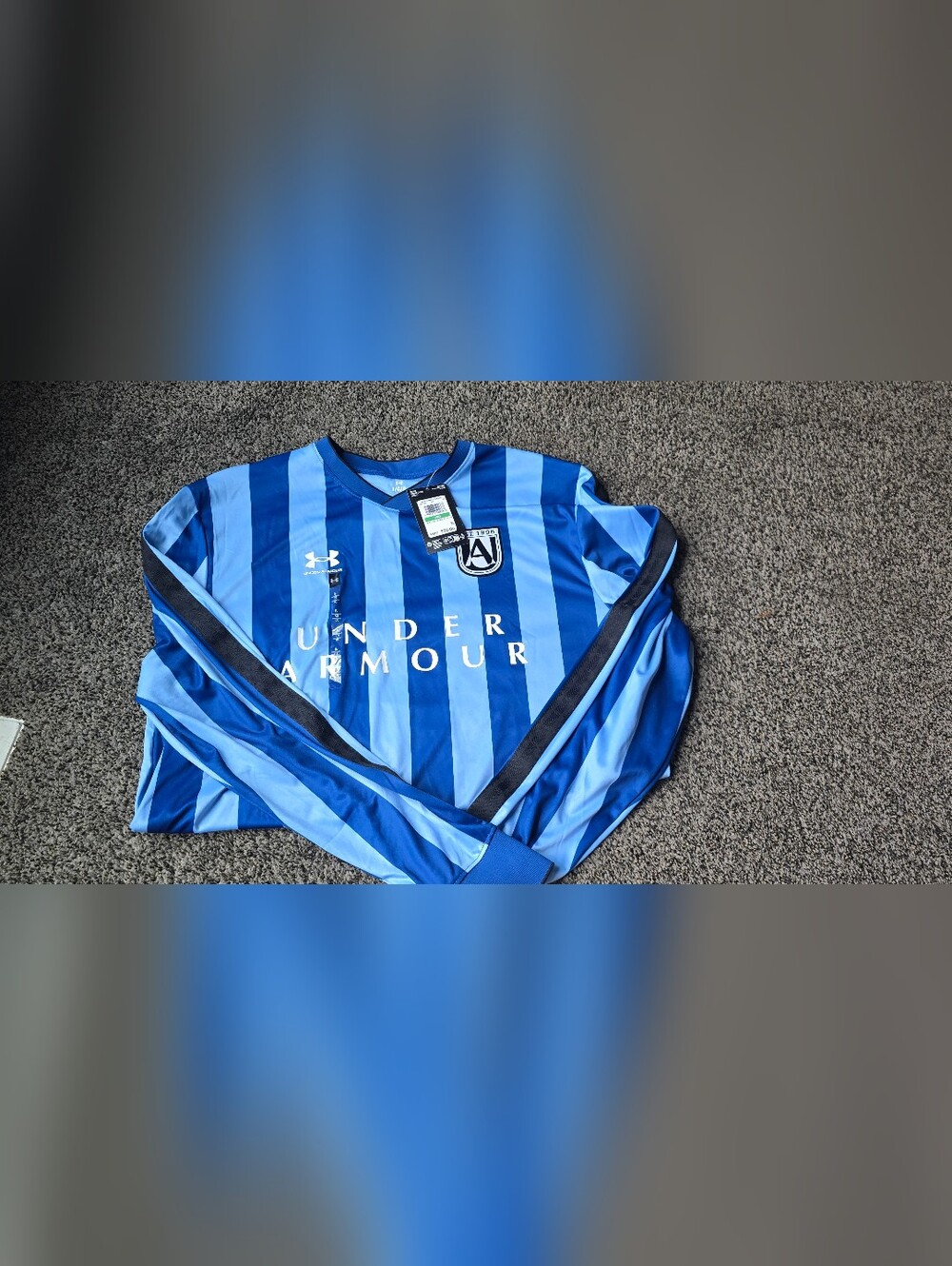 Under Armour Men's Blue Striped Long-Sleeve Jersey